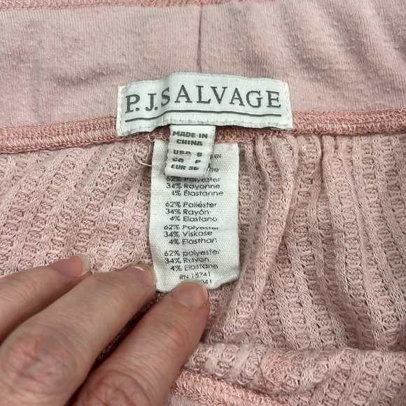 PJ Salvage | Waffle Knit Pajama‎ Jogger Pants | Pale Pink | Size Small - Picture 4 of 6